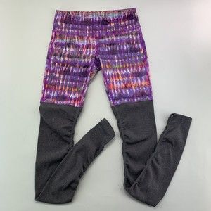 Alo Yoga Goddess Womens Sz Medium Watercolor Purple Stretch Ribbed Leggings
